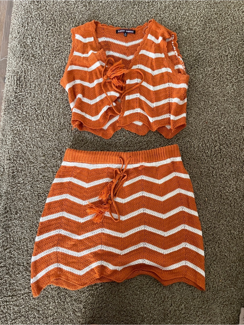 Almost Famous Orange and White Striped Knit Top